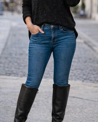 Stivali alti in vera pelle nera – Tacco 9 cm – Num