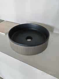 lavabo ceramica nero opaco con finitura cemento 