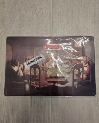 Targa in metallo Cani che giocano a poker 30×20 cm