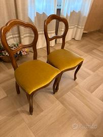 4 sedie barocche ,velluto champagne nuovo