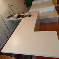 Grande scrivania "a zeta" bianco panna