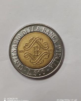 moneta bimetallica da 500 lire italiana, emessa ne