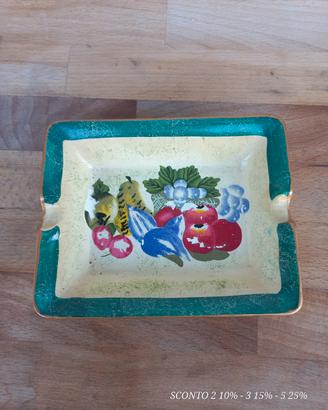 piatto Ceramica Decorato Frutta Vintage 15cm