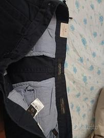 Pantaloni Chino Blu Navy Cotton & Silk Taglia 50