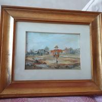 Quadro a olio su tela di R. Sborgi, di un paesaggi