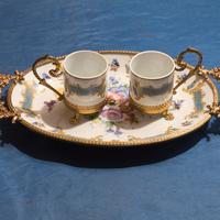 Vassoio e Tazze in Porcellana Limoges 