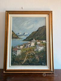 Dipinto raffigurante “Paesaggio alpino” di Brischi