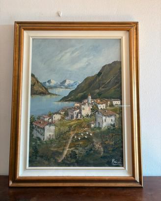 Dipinto raffigurante “Paesaggio alpino” di Brischi