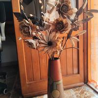 Composizione floreale in legno + vaso