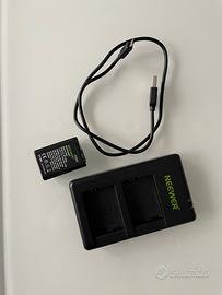 Caricatore batterie 2 slot + cavo + una batteria