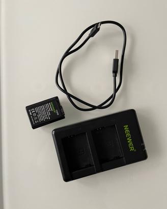 Caricatore batterie 2 slot + cavo + una batteria