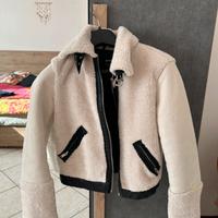 Giacca biker donna in teddy effetto montino