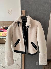 Giacca biker donna in teddy effetto montino