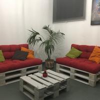 Divani pallet da giardino con cuscini + tavolo