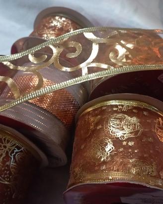 nastri natalizi color rame ed oro