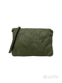 Borsa pochette da donna in vera pelle intrecciata