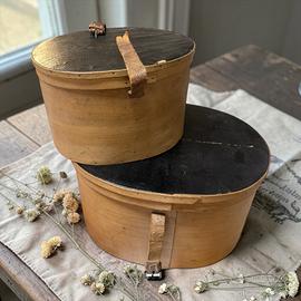 2 antiche cappelliere da modista legno anni 10