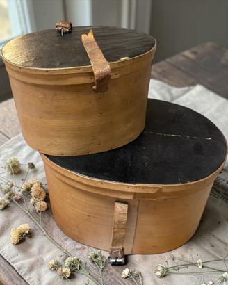 2 antiche cappelliere da modista legno anni 10