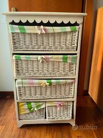 Mobiletto bianco con cassetti