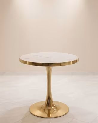 Tavolino Rotondo Moderno – Top Effetto Marmo 