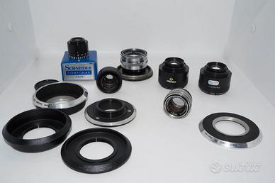 Obiettivi da ingranditore, varie focali e piastre