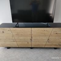credenza in legno abete vecchio con lamiera ferro
