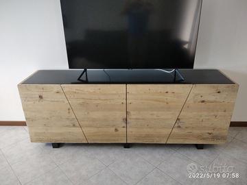 credenza in legno abete vecchio con lamiera ferro