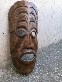 Maschera africana in legno vintage 42 x 18 cm