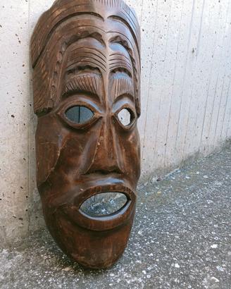 Maschera africana in legno vintage 42 x 18 cm