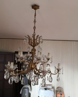 lampadario con gocce di cristallo 