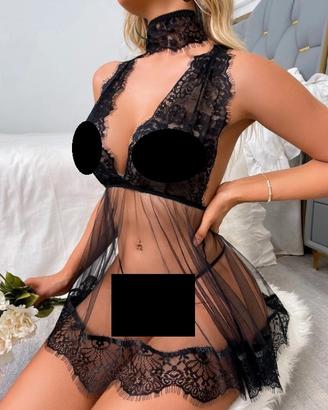 Set sexy 3 pezzi: Babydoll+collarino+perizoma