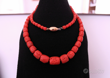 Collana Corallo rosso del Mediterraneo e oro 750