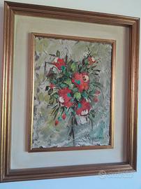 Quadro olio su tela - Natura morta floreale 