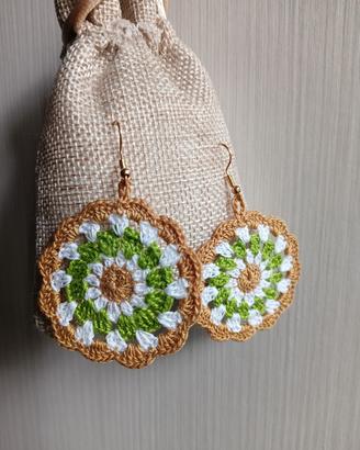 Orecchini rotondi uncinetto effetto mandala