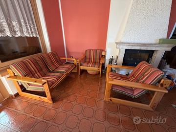 Set Salotto Rustico Divano + 2 Poltrone