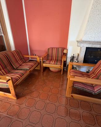Set Salotto Rustico Divano + 2 Poltrone