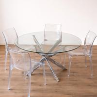 Tavolo rotondo 120 cm vetro temperato + 4 sediePC