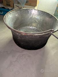 paiolo in rame stagnato 74cm + conca in rame 