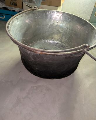 paiolo in rame stagnato 74cm + conca in rame 