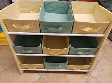 scaffale mobile in legno organizer
