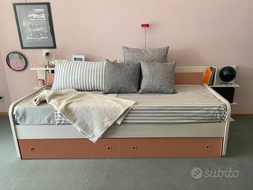 Letto singolo completo di rete materasso cassetti