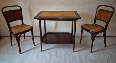 2 Thonet Mundus Chair A775 and a service table T82