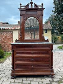 console con alzata e specchiera - marmo grigio