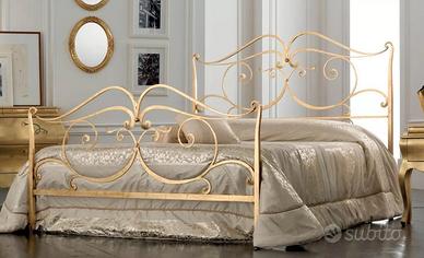 letto in ferro battuto foglia oro 