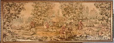 Arazzo in Stile Aubusson con Scena di Caccia