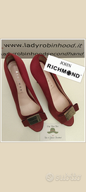 RICHMOND SCARPE TACCHI punta aperta in raso rosso