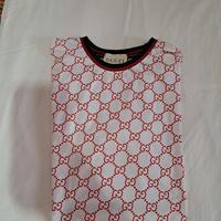 T-shirt bianca con stampe rosse taglia L unisex 