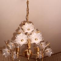 Lampadario ottone bagno oro con applique