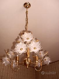 Lampadario ottone bagno oro con applique