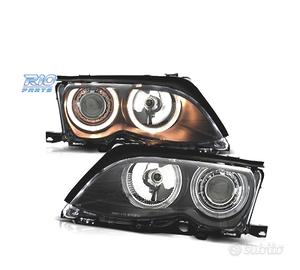 FARI BMW E46 01-05 ANGEL EYES SFONDO NERO ELETTRO